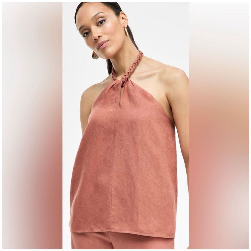 INC INTERNATIONAL CONCEPTS | copper brown braided halter top M NWT $20